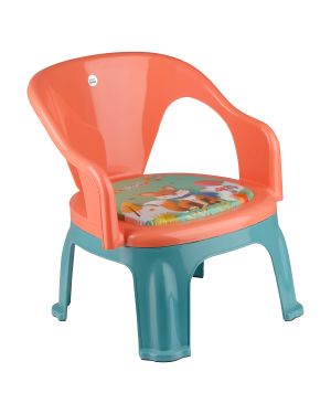 Sukhson India Kids Strong and Durable Plastic Chair with Cushion Base Plastic Chair (Finish Color – Orange, DIY(Do-It-Yourself))