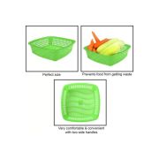 Sukhson India Set of 3 Multipurpose Plastic Baskets for Fruits Vegetables Chocolate Storage and Kitchen Fridge Dining Table Plastic Fruit & Vegetable Basket (Green)