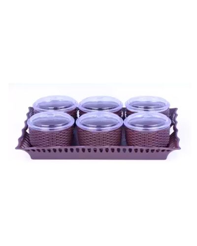 Sukhson India Plastic Grocery Container  – 12.99 ml (Pack of 6, Brown)
