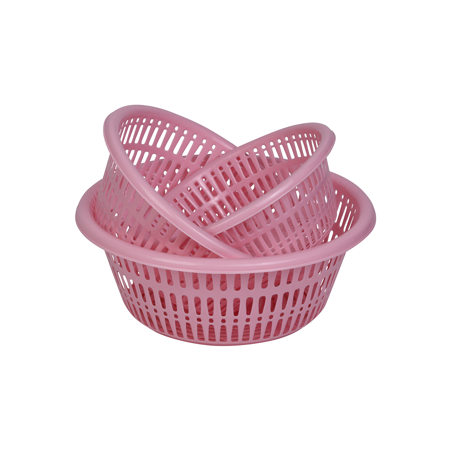 Sukhson India Unbreakable Round Plastic Kitchen Vegetables and Fruits Storage Basket Plastic Fruit & Vegetable Basket (Pink)
