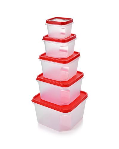 Sukhson India Boxxy Storage Container with Lid Set of 5 pcs in 5 diffrent Sizes – Red