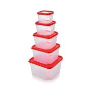 Sukhson India Boxxy Storage Container with Lid Set of 5 pcs in 5 diffrent Sizes – Red