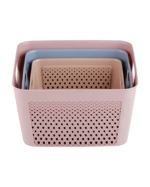Sukhson India Plastic Multipurpose Storage Baskets With Lid For Home & Kitchen Storage Basket (Pack of 3)