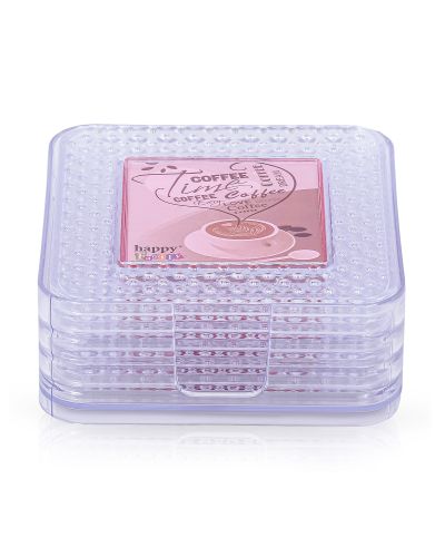 Sukhson India Diamond Coaster with stand – set of 6 – Clear