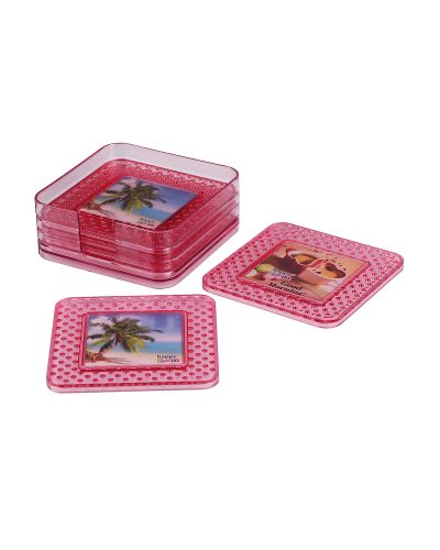 Sukhson India Diamond Coaster with stand – set of 6 – Red