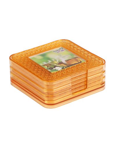 Sukhson India Diamond Coaster with stand – set of 6 – Yellow