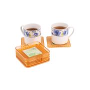 Sukhson India Diamond Coaster with stand – set of 6 – Yellow