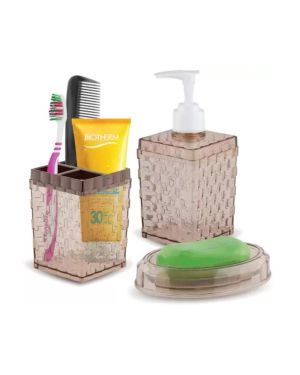 Sukhson India Plastic Bathroom Set (Pack of 3) – EMERALD (Brown)