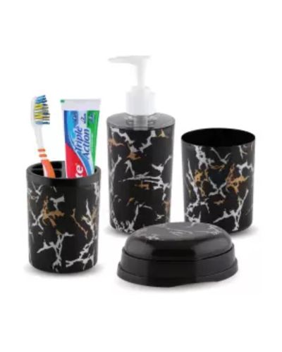 Sukhson India Plastic Bathroom Set (Pack of 4) | Black