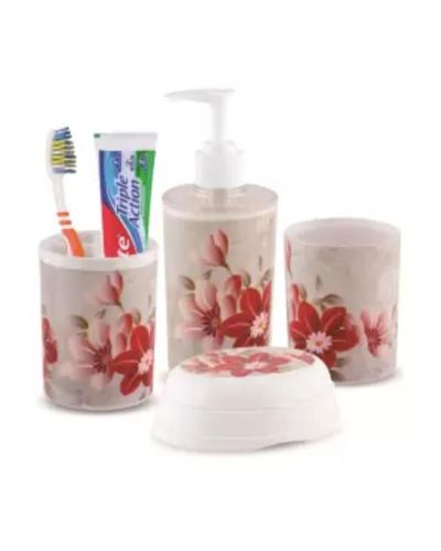 Sukhson India Plastic Bathroom Set (Pack of 4) | Red