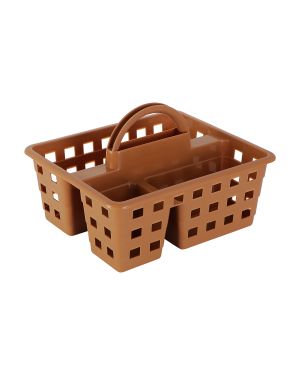 Sukhson India Plastic 3 Section Plastic Desk Remote Mobiles Stationery Pen Holder and Makeup Organizer Storage Basket (Pack of 1) | Brown