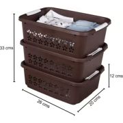 Sukhson India Plastic Finland_Stackable_Bkt_Brn_S_3Set Storage Basket (Pack of 3)