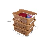 Sukhson India Plastic Finland_Stackable_Bkt_L_3Set Storage Basket (Pack of 3)