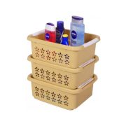 Sukhson India Plastic Finland_Stkb_Bkt_Cream_L_3Set Storage Basket (Pack of 3)