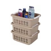 Sukhson India Plastic Finland_Stkb_Bkt_L-Beige_M_3Set Storage Basket (Pack of 3)