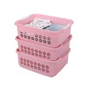 Sukhson India Plastic Finland_Stkb_Bkt_Pnk_L_3Set Storage Basket (Pack of 3)
