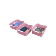 Sukhson India Plastic Finland_Stkb_Bkt_Pnk_L_3Set Storage Basket (Pack of 3)