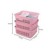 Sukhson India Plastic Finland_Stkb_Bkt_Pnk_L_3Set Storage Basket (Pack of 3)