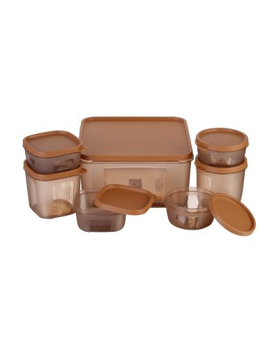 Sukhson India Plastic Grocery Container  – 4850 ml (Pack of 7, Brown)