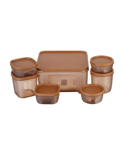 Sukhson India Plastic Grocery Container  – 4850 ml (Pack of 7, Brown)