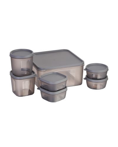 Sukhson India Plastic Grocery Container  – 4850 ml (Pack of 7, Grey)