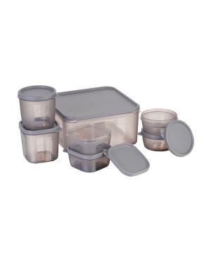 Sukhson India Plastic Grocery Container  – 4850 ml (Pack of 7, Grey)
