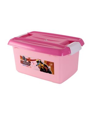 Sukhson India Plastic BPA Free Multipurposes with Lid Storage Basket (Pack of 2) | Pink