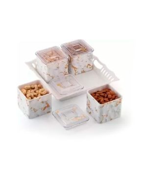 Sukhson India Plastic Grocery Container  – 800 ml (Pack of 5, White)