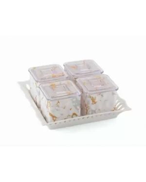 Sukhson India Plastic Grocery Container  – 800 ml (Pack of 5, White)
