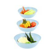 Sukhson India Set of 3 Multipurpose Plastic Baskets for Fruits Vegetables Chocolate Storage and Kitchen Fridge Dining Table Plastic Fruit & Vegetable Basket (Blue)