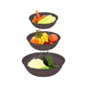 Sukhson India Set of 3 Multipurpose Plastic Baskets for Fruits Vegetables Chocolate Storage and Kitchen Fridge Dining Table Plastic Fruit & Vegetable Basket (Brown)