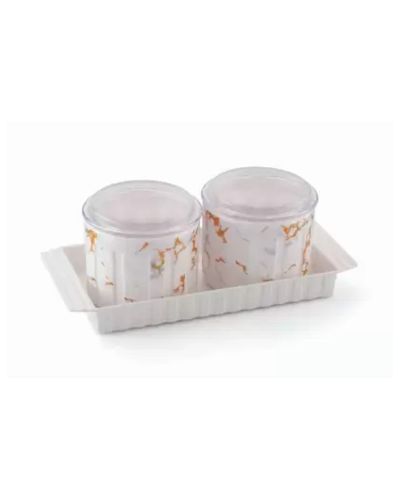Sukhson India Plastic Grocery Container  – 400 ml (Pack of 3, White)
