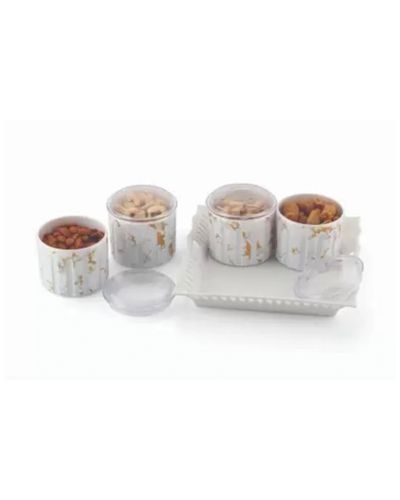 Sukhson India Plastic Grocery Container  – 800 ml (Pack of 5, White)