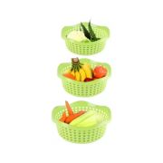 Sukhson India Set of 3 Multipurpose Plastic Baskets for Fruits Vegetables Chocolate Storage and Kitchen Fridge Dining Table Plastic Fruit & Vegetable Basket (Green)