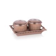 SUKHSON INDIA Multipurpose & Decorative Serving Set | 2 Bowl with Tray (Nourish-Beige)