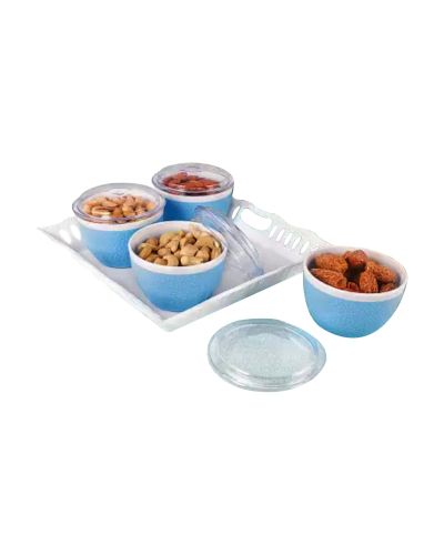 Sukhson India Plastic Grocery Container  – 300 ml (Pack of 5, Blue)