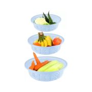 Sukhson India Set of 3 Multipurpose Plastic Baskets for Fruits Vegetables Chocolate Storage and Kitchen Fridge Dining Table Plastic Fruit & Vegetable Basket (Blue)