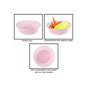 Sukhson India Set of 3 Multipurpose Plastic Baskets for Fruits Vegetables Chocolate Storage and Kitchen Fridge Dining Table Plastic Fruit & Vegetable Basket (Pink)