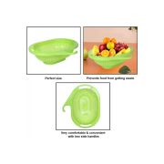 Sukhson India Veggie colander Washing Bowl and Strainer Colander (Oval-Green Pack of 1)