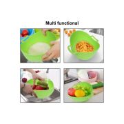 Sukhson India Veggie colander Washing Bowl and Strainer Colander (Round-Green Pack of 1)