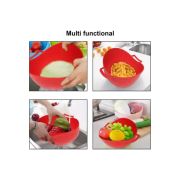Sukhson India Veggie colander Washing Bowl and Strainer Colander (Round-Red Pack of 1)
