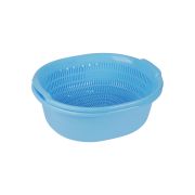 Sukhson India Westside colander Washing Bowl and Strainer Colander with Tub-Blue