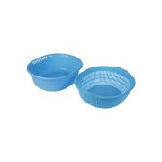 Sukhson India Westside colander Washing Bowl and Strainer Colander with Tub-Blue