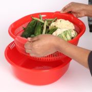 Sukhson India Westside colander Washing Bowl and Strainer Colander with Tub-Red