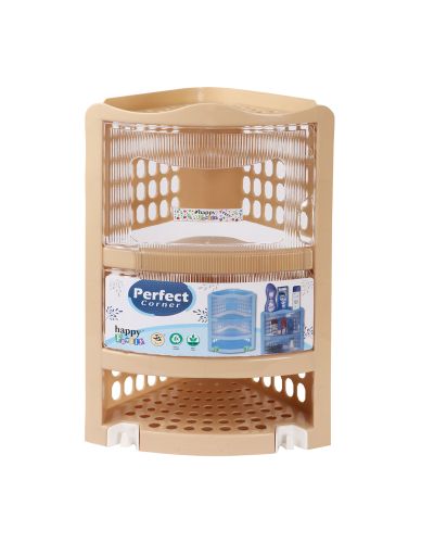 SUKHSON INDIA Plastic Wall Mount Bathroom Corner Extra Large Corner Cabinet Multipurpose Kitchen Bathroom Storage Rack Box Rack Shelf (Beige)