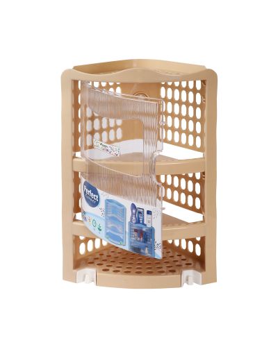 SUKHSON INDIA Plastic Wall Mount Bathroom Corner Extra Large Corner Cabinet Multipurpose Kitchen Bathroom Storage Rack Box Rack Shelf (Beige)