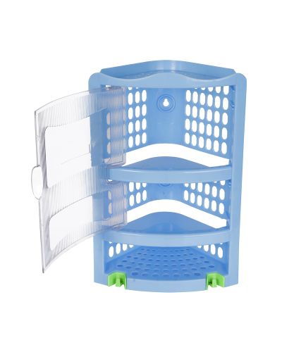 SUKHSON INDIA Plastic Wall Mount Bathroom Corner Extra Large Corner Cabinet Multipurpose Kitchen Bathroom Storage Rack Box Rack Shelff (Blue)