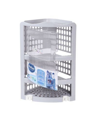 SUKHSON INDIA Plastic Wall Mount Bathroom Corner Extra Large Corner Cabinet Multipurpose Kitchen Bathroom Storage Rack Box Rack Shelff (Grey)