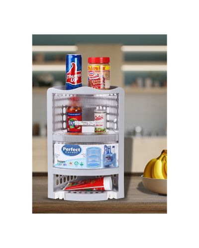 SUKHSON INDIA Plastic Wall Mount Bathroom Corner Extra Large Corner Cabinet Multipurpose Kitchen Bathroom Storage Rack Box Rack Shelff (Grey)
