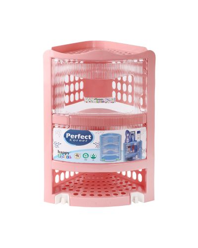 SUKHSON INDIA Plastic Wall Mount Bathroom Corner Extra Large Corner Cabinet Multipurpose Kitchen Bathroom Storage Rack Box Rack Shelff (Pink)